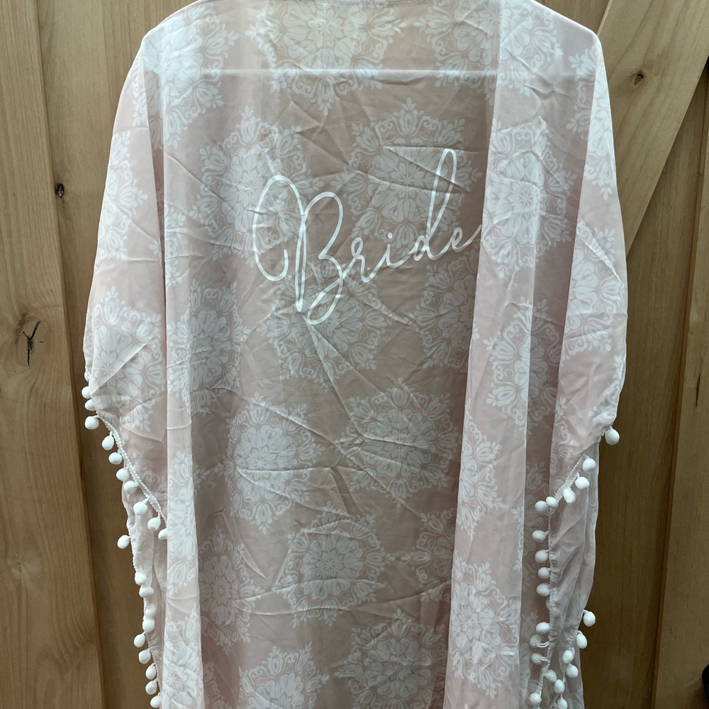 Wedding Favorites Bride Pom Pom Light Pink Print Swim Coverup